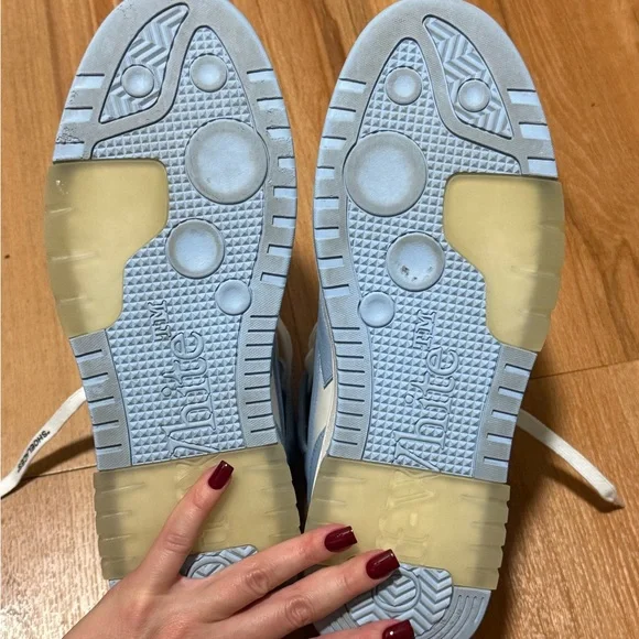 Off-White Out Of Office Mid Leather men Sneaker in White and Baby Blue 13 46 - Picture 8 of 11